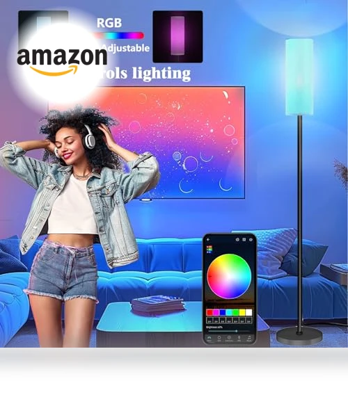 Modern LED Floor Lamp with Remote Control — Standing Lights, Qaubauyt