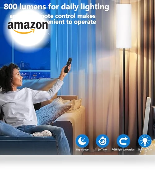 Modern LED Floor Lamp with Remote Control — Standing Lights, Qaubauyt