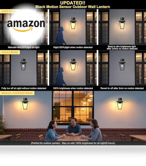Outdoor Wall Lantern with Motion Sensor — Outdoor Security & Flood Lighting, GOALPLUS