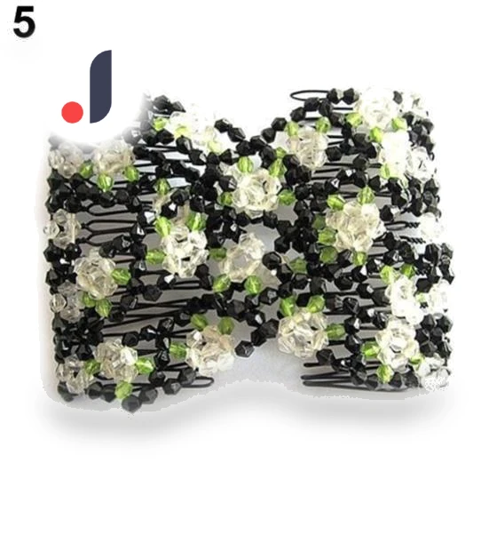 Smart Elastic Rose with Beaded Bow Hair Comb — Side Combs, Veromca