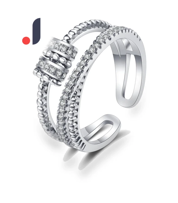 Smart Silver Ring with Rotating Diamond — Smart Rings, Polaris star