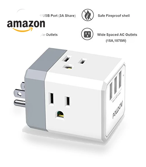 USB Wall Charger and Extender with 3-Way Splitter — Multi-Outlets