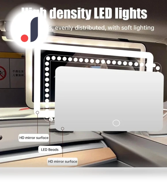 HD Car Mirror with LED Makeup Light — Interior Mirrors, Cozy Cottage-Relax