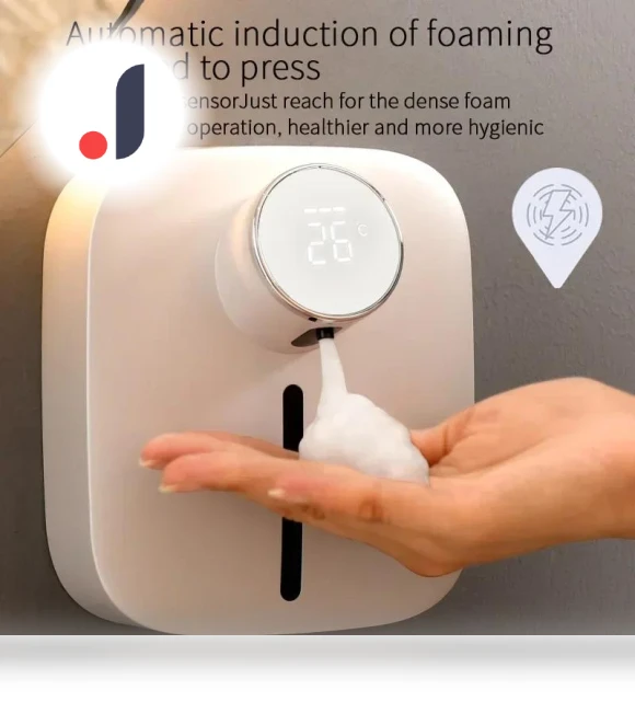 Rechargeable Wall-Mounted Soap Dispenser with Temperature Display — Hand Dryers, Vinde Home