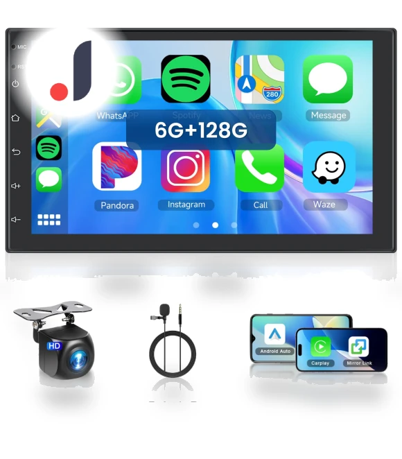 7-inch Touchscreen Car Audio with Wireless CarPlay and Android Auto — Stereo Receivers, Kayomart