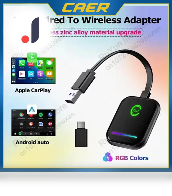 2 in 1 Wireless CarPlay BT5.0 Smart Box WiFi Android Auto Dongle — USB, Auto Accessories Home