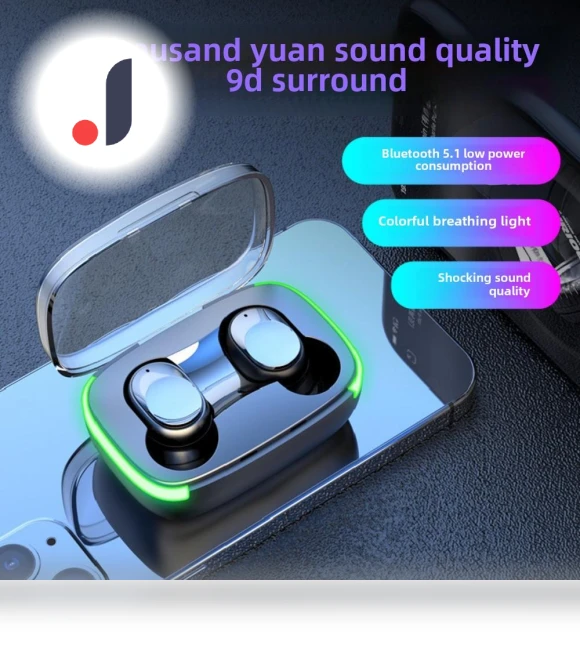 Bluetooth Earbuds with LED Lighting — In-Ear Headphones, QUEED