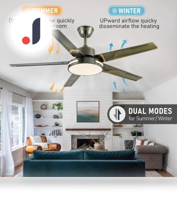 Ceiling Fan with Remote Control and LED Light — Ceiling Fans, Luminaire Lighting Mall