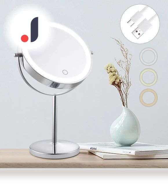 LED Vanity Mirror with Touch Panel — Handheld, Cerdeco