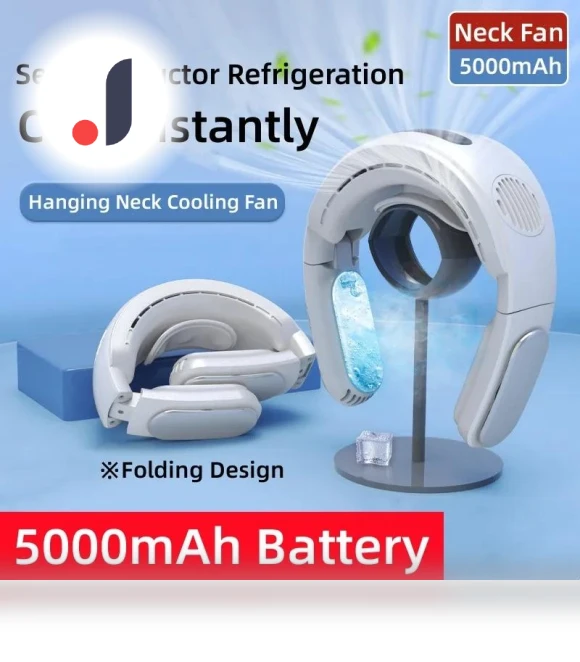Mini Neck Hanging Bladeless Fan — Portable Cooling Solutions, Photography