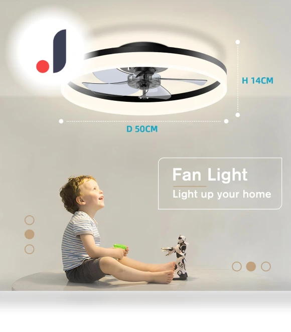 Modern Ceiling Fan with Remote Control and LED Light — Ceiling Fans, Seahorse Home