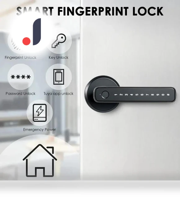 Smart Fingerprint Door Lock Handle — Smart Home Security, DC-HOME Textile