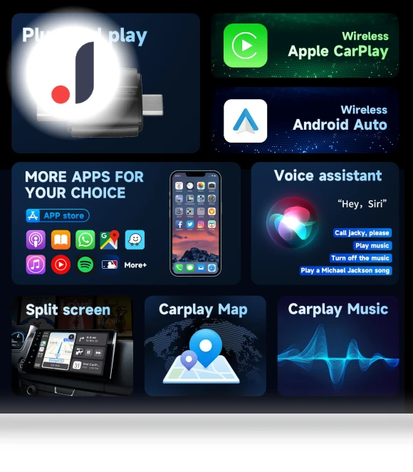 Wireless Carplay Adapter for Android iPhone Auto 2 in 1 — Phone Accessories, Timeless Home