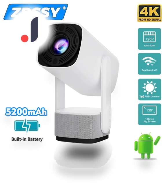 4K Smart Projector with Built-in Battery — Home Theater Projectors, Essager Electronic