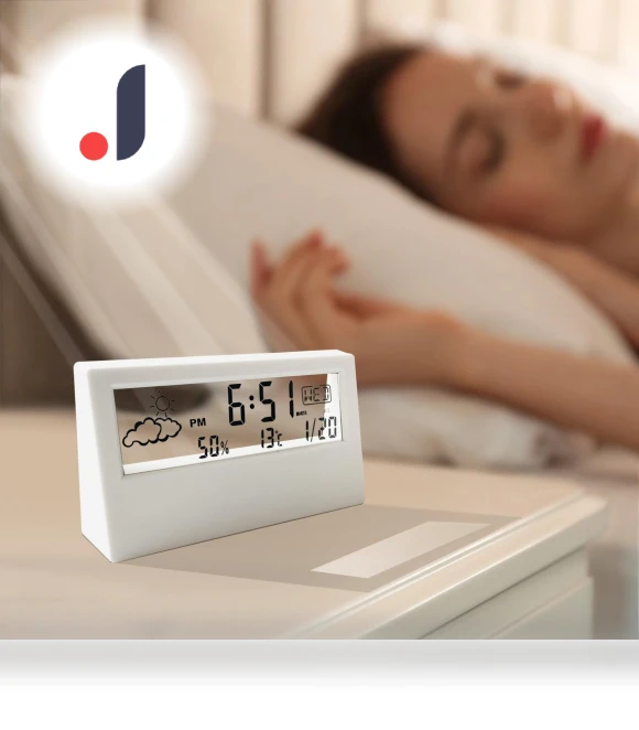 Electric Desktop Alarm Clock with Calendar, Temperature and Humidity Gauge — Alarms & Clocks, Actually lighting