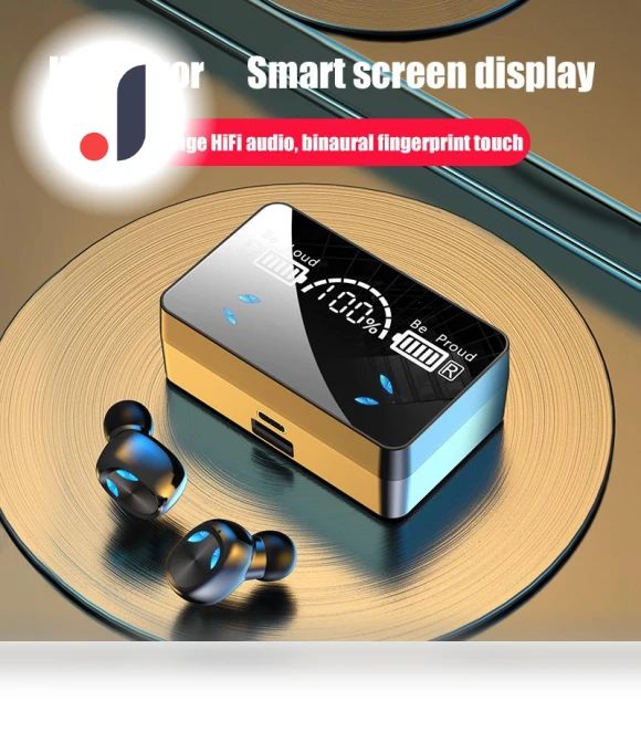 Mirror Digital Display Touch Wireless Bluetooth Earbuds — Bluetooth Headsets, Uav parts center