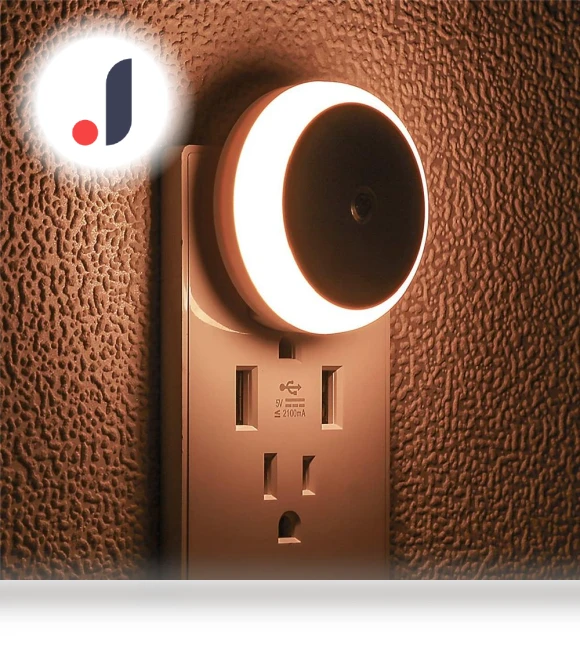 Round Night Light with Plug-in Night Sensor — Night Lights, DC-HOME Textile