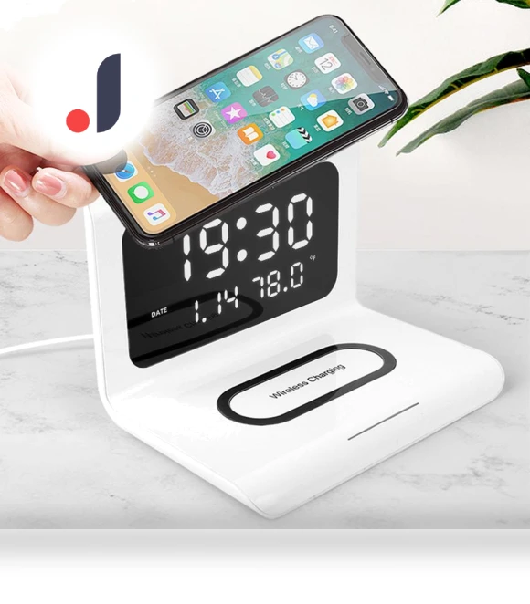 Smart Digital Alarm Clock with Wireless Charging — Alarm, DC-HOME Textile