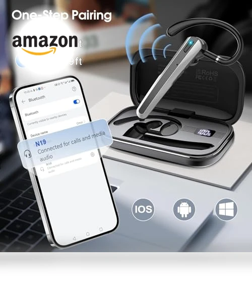 Wireless Earpiece with Dual ENC Noise Canceling Mic — Headsets, SKIUDCT