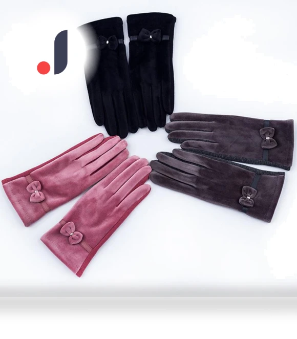 Women's Mink Gloves with Bow — Arm Warmers, sunrise 1