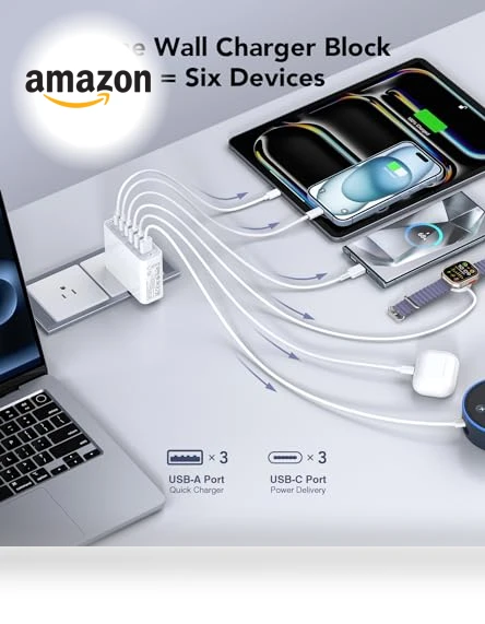 100W 6-Port PD Fast USB C Charging Block — Chargers, CSODINCE