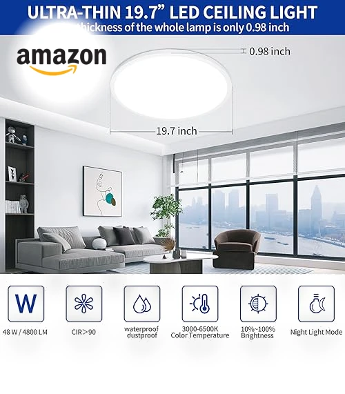 20'' LED Ceiling Light Fixture — Overhead Lighting, Glowall
