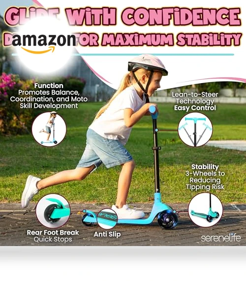 3 Wheel Foldable Kids Scooter — Electric Vehicles, SereneLife