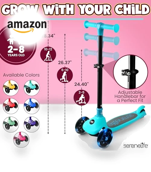 3 Wheel Foldable Kids Scooter — Electric Vehicles, SereneLife