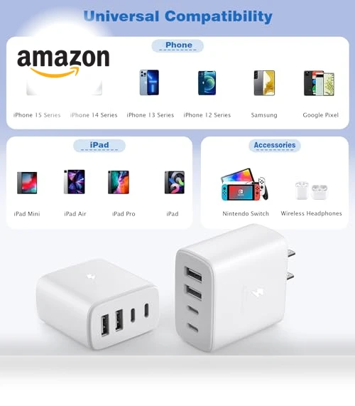 40W 2Pack 4Port USB C PD Charger Block — Chargers, Shenzhen Jiaxingyuan Technology Co., Ltd.