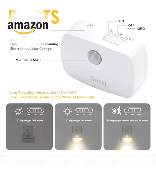 Motion Sensor Night Light Plug in 4 Pack — Night Lights, Sossi