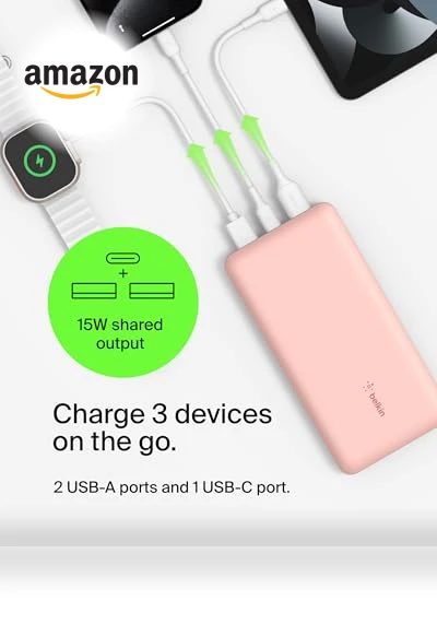 Portable Charger, USB-C Power Bank 20,000mAh — Chargers, Belkin