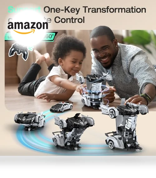 Transform Robot RC Cars with Flashing Light — Remote Control Cars, KKM