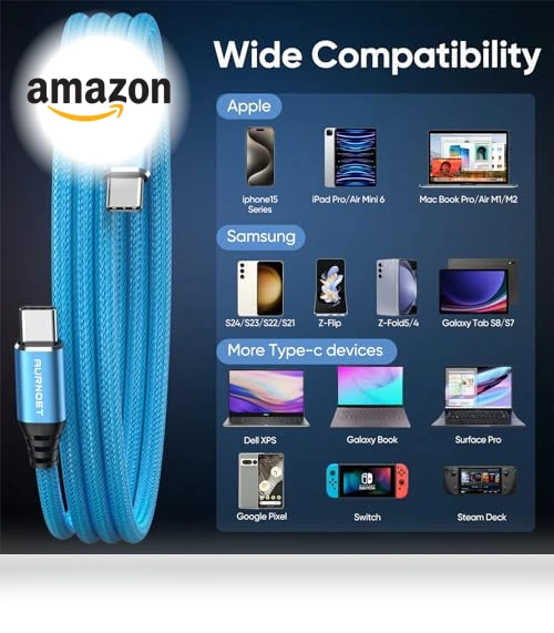 USB C to USB C Cable, 6FT 5-Pack — Cables, Aurnoet