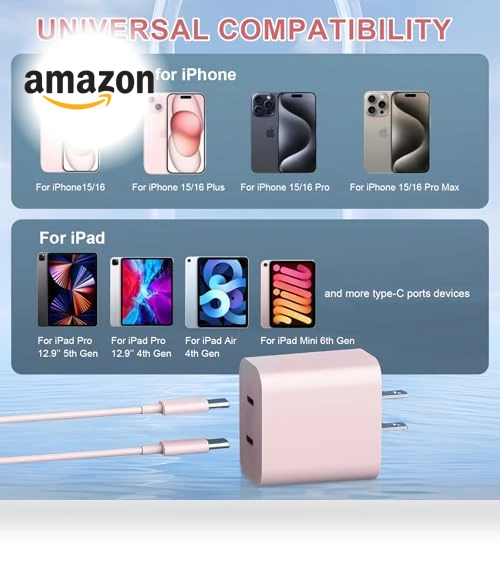 40W Dual Port USB C Wall Charger with 6FT USB C to C Cable — Chargers, Shenzhen Dipinle Technology Co., Ltd
