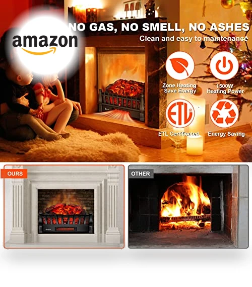 Electric Fireplace Logs Inserts Heater — Portable Heating Solutions, Alpaca