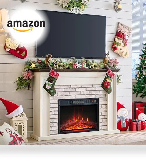 Flip Top Electric Fireplace with Mantel — Entertainment Furniture, Aitjunz