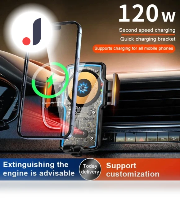 Magnetic Car Phone Holder with Fast Wireless Charging — Phone Accessories, Rainbow Rain