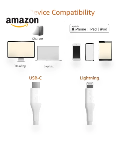 MFi Certified USB-C to Lightning Fast Charging Cable — Chargers, Amazon Basics