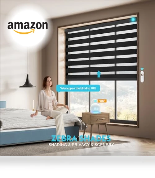 Motorized Zebra Blinds with Remote — Honeycomb, Blindify