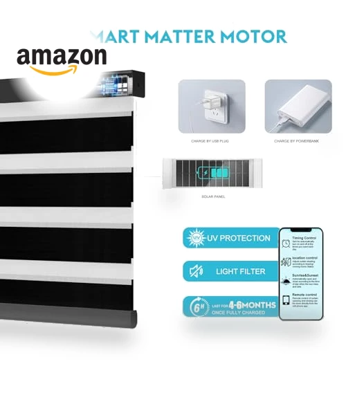 Motorized Zebra Blinds with Remote — Honeycomb, Blindify