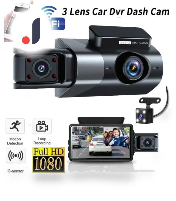 Triple Lens Car Dash Cam — Dashboard Cameras, Popular House