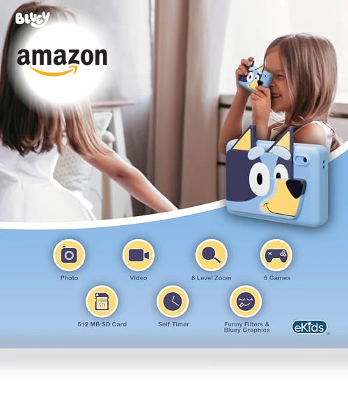 Bluey Kids Camera with SD Card — Interactive Learning Devices, eKids