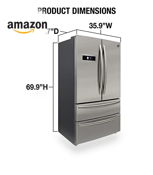 French Door Refrigerator with Ice Maker and Dual Drawer Bottom Freezer — Mini Fridges, BRAMA