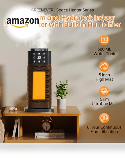 Indoor Space Heater with Humidifier — Air Moisturizers, GREENEVER