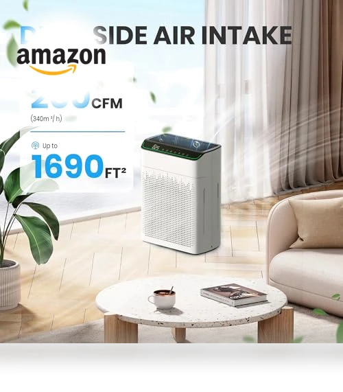 Large Room Air Purifier with Smart WiFi — Activated Carbon Air Purifiers, FLANUR
