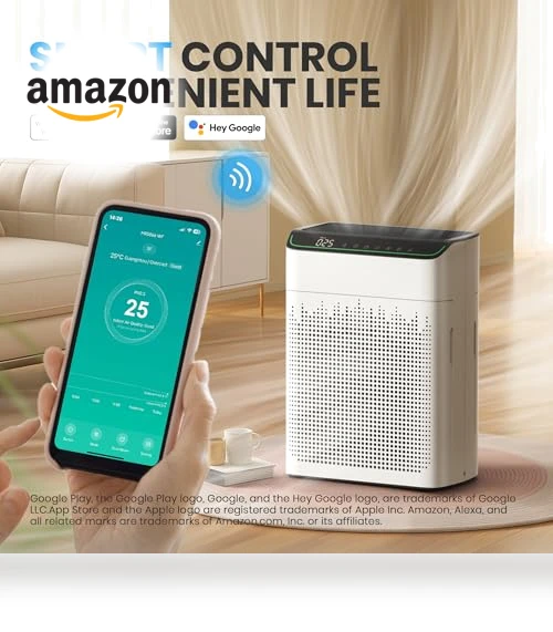 Large Room Air Purifier with Smart WiFi — Activated Carbon Air Purifiers, FLANUR