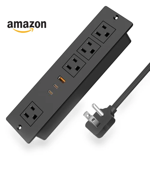 Recessed Power Strip with PD 30W USB C Port — Power Solutions & Surge Protection, VILONG
