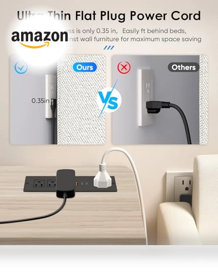 Recessed Power Strip with PD 30W USB C Port — Power Solutions & Surge Protection, VILONG