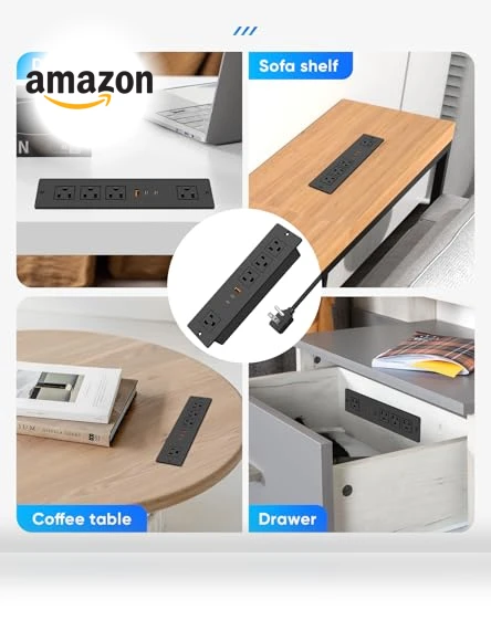 Recessed Power Strip with PD 30W USB C Port — Power Solutions & Surge Protection, VILONG