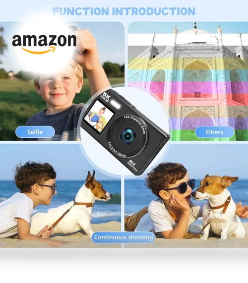 5K 80MP Digital Camera with Fill Light & 16X Zoom — Mirrorless Cameras, Saneen